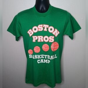 VTG 80s 90s Boston Celtics Pros Basketball Camp Small T-shirt Single Stitch USA